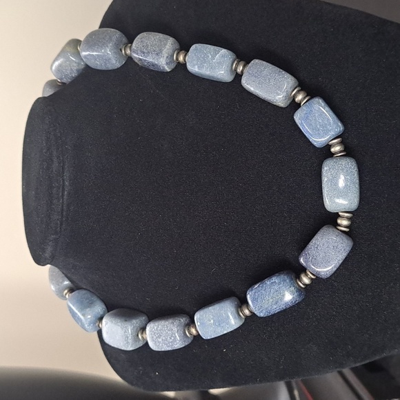 Vintage Chunky Stone Crystal Necklace with Silver Beads - Picture 1 of 11